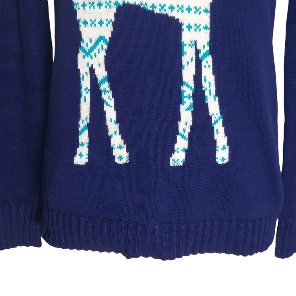 Old Navy Navy Blue Sweater with White & Light Blue Reindeer